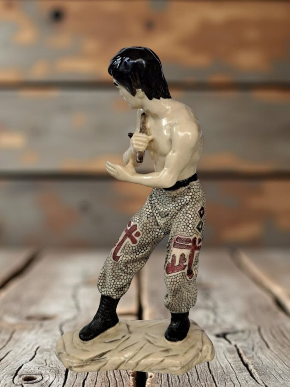 Bruce Lee Clay Resin Figurine (Posing with nunchucks) 9.5" tall